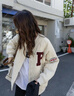 俞兆林秋冬季菱格長(cháng)袖加厚羽絨棉服棒球服外套女2025新款寬松夾克上衣女 米色【加棉款】 M 80斤~100斤 曬單實(shí)拍圖