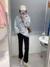 獅子聰黑灰微喇牛仔褲女秋款2025春秋新款高腰彈力顯瘦九分小個(gè)子喇叭褲 黑色   (八分) 常規 27 曬單實(shí)拍圖