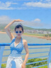 爾山集辣妹風吊帶背心女蕾絲拼接藍色格子深v內搭夏季性感短款掛脖上衣 藍色均碼【80-115斤】 曬單實拍圖