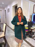 恒源祥雙面羊絨大衣新款綠色中老年女?huà)寢屒锒叨?00羊毛呢外套 綠色 S 建議85-105斤 曬單實(shí)拍圖