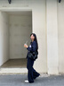 對白【杜鵑同款】復古牛仔套裝女2025秋新款寬松襯衫外套闊腿長(cháng)褲 牛仔藍-褲子 S 曬單實(shí)拍圖
