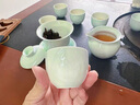 RSRDDY景德鎮影青白瓷浮雕功夫茶具套裝三才蓋碗茶杯家用泡茶碗禮盒 漁樵耕讀水云套組 8件 曬單實(shí)拍圖