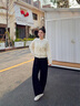 森馬森柔棉|商場(chǎng)同款休閑褲女分割彎刀褲2025新款秋寬松撞色長(cháng)褲 黑色90001 L 曬單實(shí)拍圖