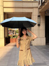 左都（ZUODU）全自動(dòng)遮陽(yáng)傘防曬防紫外線(xiàn)黑膠太陽(yáng)傘晴雨兩用男女折疊防回彈雨傘 【碎冰藍】收傘防回彈+專(zhuān)業(yè)防曬 曬單實(shí)拍圖