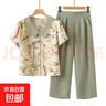 洋氣媽媽裝夏裝新款翻領(lǐng)套裝中老年女裝時(shí)尚減齡休閑薄款夏季 2410芥末綠套裝 XL 建議80-105斤 曬單實(shí)拍圖