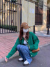 鉑朗尼奧胖mm羊毛衫女開(kāi)衫低圓領(lǐng)羊毛衫毛衣外套女短款寬松慵懶風(fēng)大碼加厚 草綠粗線(xiàn)外套 均碼 4XL142-150斤 曬單實(shí)拍圖