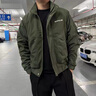 立領(lǐng)男士外套秋冬2025年新款加棉外套男裝痞帥韓版休閑厚工裝夾克 綠色 加絨 3XL 【建議180-200斤】 曬單實(shí)拍圖