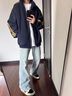 gxmy美式復古三條杠立領(lǐng)衛衣男士運動(dòng)套裝春秋季一套帥氣學(xué)生兩件套潮 藏青衛衣+藏青衛褲 【兩件裝】 XL 曬單實(shí)拍圖