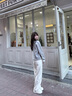 森馬（Semir）牛仔褲女抓毛闊腿褲舒適港風(fēng)冬季2025新款顯腿長(cháng)拖地褲ins潮 奶白10501 M 曬單實(shí)拍圖