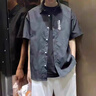 主意范（ZHUYIFAN）胖子超大碼休閑襯衫男士短袖夏季寬松大碼冰絲學(xué)生外套襯衣套裝 黑色 XL (175) 125-145斤 曬單實(shí)拍圖