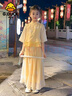 G.DUCKKIDS小黃鴨女童國風(fēng)套裝夏季洋氣兒童漢服女孩夏裝新中式唐裝兩件套 短袖款 140 曬單實拍圖