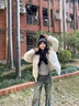 棉致學(xué)院風(fēng)撞色條紋棉服女冬季新款加厚面包服寬松棉衣外套羽棉襖絨服 706米白色【高品質(zhì)】 M 105-120斤 曬單實(shí)拍圖