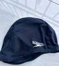 速比濤（Speedo）舒適透氣速干游泳布帽高彈不勒頭游泳訓(xùn)練裝備 黑色 曬單實(shí)拍圖