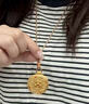 中國黃金（CHINA GOLD）八寶羅盤黃金項鏈女國風百搭足金圓盤吊墜首飾七夕禮物送老婆女友 【中金禮盒】八寶羅盤項鏈【棕繩】 約3.84g 曬單實拍圖