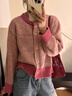 SNYDER WEAR小香風(fēng)粉色短款毛衣外套女秋季2025年新款慵懶軟糯針織開衫上衣女 粉紅色 XL 推薦115-125斤 曬單實(shí)拍圖