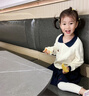 幼歌（YOUGE）嬰幼兒秋季長(cháng)袖撞色學(xué)院風(fēng)毛衣寬松百搭小櫻桃半裙套裝 奶杏白 上衣 100 cm 曬單實(shí)拍圖