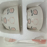 釉下彩可愛(ài)卡通碗碟套裝家用高顏值陶瓷碗筷盤(pán)餐具 2碗2勺 4件套 曬單實(shí)拍圖