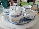 蘇氏陶瓷（SUSHI CERAMICS）國潮青花功夫茶具儲水托盤(pán)三才蓋碗茶壺薄胎茶杯中秋節禮物J0429 曬單實(shí)拍圖