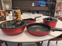 特福（Tefal）鍋具套裝百變鍋可拆卸煎炒鍋有鈦不粘鍋六件套千葉玫瑰紅 曬單實拍圖
