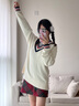 TOMMY HILFIGER25新款秋冬女裝經(jīng)典復(fù)古美式學(xué)院風(fēng)拼色V領(lǐng)套頭針織衫06079 米白色YBI XS （推薦：100斤以下） 曬單實(shí)拍圖