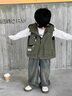 G.DUCKKIDS男童工裝馬甲帥氣寶寶連帽外套2025春秋新款兒童坎肩馬夾外穿潮酷 軍綠色馬甲 春秋款 90 cm 曬單實(shí)拍圖