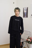 Calvin KleinJeans【七夕禮盒】25秋季男士休閑ck印花打底衫長袖T恤4RD867G UB1-太空黑 S 曬單實拍圖