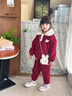 G.DUCKKIDS童裝女童套裝秋冬加絨加厚兒童服裝女孩冬裝兩件套卡通寶寶衣服 酒紅色 110 建議身高100-110cm4-5歲 曬單實(shí)拍圖