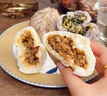 參情無限純素大包子手工粗糧老面柳葉包薺菜素餡包菜包子素食早餐半成品 六種手工大包子各2個 曬單實拍圖