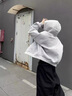 牧唯美式重磅開(kāi)衫連帽衛(wèi)衣男春秋季新潮牌短款廓形立體設(shè)計(jì)感上衣外套 XW203灰色 XL [建議130-150斤] 曬單實(shí)拍圖