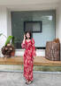 MISS YINER2025夏季新款茶歇碎花法式荷葉邊輕松度假氛圍感吊帶開衩碎花裙 紅色連衣裙 S 建議80-100斤 曬單實拍圖