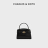 CHARLES&KEITH鱷魚紋凱莉包手提斜挎婚包包女包生日禮物七夕禮物CK2-50270880-1 Black黑色 S 曬單實拍圖
