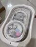 iuu嬰兒洗澡盆兒童浴盆大號寶寶可折疊可坐可躺新生兒童用品 【北歐灰】浴盆+可調(diào)節(jié)浴架+臉盆 材質(zhì)：食品級PP材質(zhì)，安全無異味 曬單實拍圖