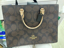 蔻馳（COACH）女包 Maggie 老花帆布托特包斜挎包 送女友 新年禮物 黑棕色CY677-IMXI8（大號） 尺寸咨詢(xún)客服 曬單實(shí)拍圖