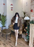 Ehangy品牌法式羊皮短靴女2025秋冬新款瘦瘦靴真皮粗高跟軟皮加絨女靴子 米白色加絨 36 【標準碼】 曬單實(shí)拍圖