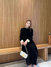 AIGOUGRT長袖連衣裙女秋季2025年新款衣服法式赫本風(fēng)收腰顯瘦長裙子秋天 黑色 L 建議109-118斤 曬單實拍圖