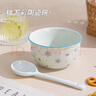 【天天低價】新款釉下彩陶瓷碗餐具套裝少女心ins風(fēng)陶瓷碗勺 初雪一碗一勺活動 曬單實拍圖