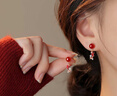 伊黛兒925銀紅瑪瑙錦鯉耳釘本命年2025新款耳環(huán)女耳飾生日禮物送女友 925銀紅瑪瑙錦鯉耳釘一對E3850 曬單實(shí)拍圖