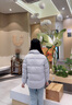鴨鴨（YAYA）羽絨服女時(shí)空道宇系列復(fù)古時(shí)尚情侶同款立領(lǐng)鴨絨加厚保暖面包服HY 青光黑色 2XL 曬單實(shí)拍圖