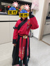 小淘孩男童漢服春秋兒童古裝唐裝長(cháng)袖中國風(fēng)中秋演出服表演服 紅色120 曬單實(shí)拍圖