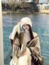 Rindu披肩女外搭氣質(zhì)2025年新款披肩圍巾兩用旅游百搭保暖圍巾復古斗篷 斗篷披肩【山水畫(huà)-卡其】 （100*150cm左右） 曬單實(shí)拍圖