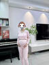 鉑吶苓哺乳秋衣秋褲保暖內衣哺乳睡衣套裝孕婦產(chǎn)假后喂奶打底衣月子服 保暖衣套裝淺粉-交叉款 XL（建議115-130斤 曬單實(shí)拍圖
