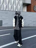 真維斯（Jeanswest）重磅棒球服男春秋季寬松潮流百搭外套青少年學(xué)生開(kāi)衫夾克男女同款 黑色(復古字體胸標) L (體重120-140斤左右) 曬單實(shí)拍圖