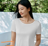 金三塔真絲T恤女100%桑蠶絲涼感透氣親膚純色真絲小衫家居服上裝 白色小圓領(lǐng)（130g真絲針織） XL 曬單實(shí)拍圖