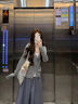 蝶嬌諾（DIEJIAONUO）連衣裙子女裝2025年秋季新款韓系甜妹慵懶風松弛感穿搭法式溫柔風 外套+背心內搭+裙子 S 曬單實拍圖