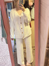 愛(ài)慕女開(kāi)衫吊帶長(cháng)褲保暖半邊絨睡衣家居服套裝AM46A452白色165 曬單實(shí)拍圖
