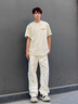 安初夏歐美刺繡短袖男青少年夏季美式純棉重工情侶花體連肩花卉t恤上衣 灰色高端面料 M 【刺繡】高質(zhì)量 曬單實(shí)拍圖