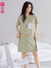 芬騰夏季薄款短袖純棉家居服大碼可愛睡衣全棉女款連衣睡裙 草綠 XL 曬單實(shí)拍圖