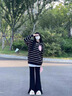 FitonTon喇叭褲女高腰顯瘦松緊腰微喇褲垂感彈力休閑褲女黑色喇叭褲 曬單實(shí)拍圖