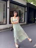 蕓蕁裙子女夏季2025新款韓系甜美度假吊帶夏季溫柔感多巴胺不規(guī)則下擺 連衣裙[送頭巾] M 曬單實(shí)拍圖