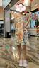 ASK JUNIOR女童連衣裙夏中大童童趣涂鴉滿印休閑吊帶公主裙 花色 160  曬單實拍圖